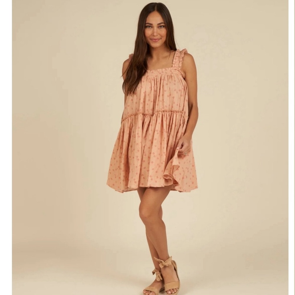 Peach Sleeveless Ruffle Dress